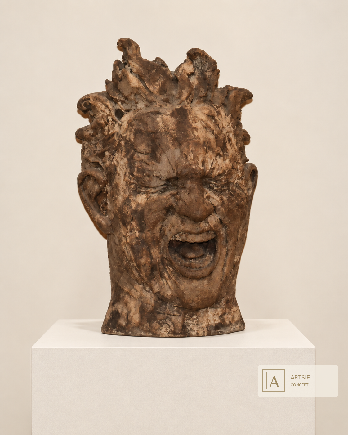 Enough, Head, bronze sculpture by Matteo Pugliese, 2019